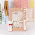 Vertical 7-inch light brown picture frame with cute 3D white bear and heart relief decoration - Brown Bear Vertical / 7"