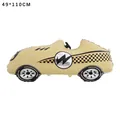 Racing car shaped foil balloon in champagne gold with checkered flag design, 49x110cm - 3D Racing Car Style / Yellow