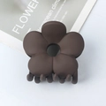 Matte dark coffee flower hair claw clip with minimalist five-petal floral design - Matte Dark Coffee