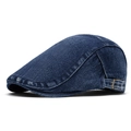 Verstelbare donkerblauwe gewassen denim baret met metalen gesp voor volwassenen - Donkerblauw