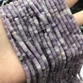 Strand of 2x4mm purple cylindrical natural stone spacer beads for DIY jewelry making - Lepidolite
