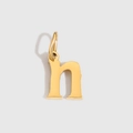 Polished gold lowercase letter h pendant charm with a glossy metallic finish - Lowercase n - 14K Gold