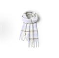 Thick mohair plaid scarf in lavender and white with soft fringe tassels and plush texture - Fresh Purple White Plaid