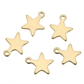 Polished gold stainless steel star charms for DIY necklace and bracelet jewelry making - Gold