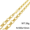 Golden heart-shaped twisted chain necklace in stainless steel, size 550x10mm, weighing 39g - Necklace (55cm) / Gold