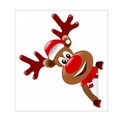 Cartoon Rentier Lichtschalter Aufkleber mit roter Weihnachtsmütze und gestreiftem Schal - 01-Rentier guckt (16*18cm)