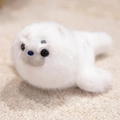 Adorable peluche phoque blanc avec texture moelleuse et détails réalistes doux - 18cm / Phocidé