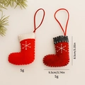 Red felt Christmas stocking ornaments with white snowflake embroidery for tree decoration - Set B (2 Pieces)