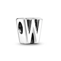 Polished silver metal letter W charm bead for customizable DIY jewelry bracelets - Letter W
