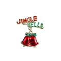 Vintage gold Jingle Bells brooch with red bell pendants for Christmas accessories - Jingle Bells Lettering Bells