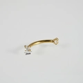 Golden stainless steel horseshoe ring with 2mm clear zircon gems on curved bar - Round CZ Eyebrow Stud / 1.0x8mm / Gold
