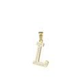 Pendentif lettre L en acier inoxydable doré poli avec incrustation de cristaux brillants - L