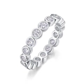 Elegant 925 sterling silver eternity ring with round-cut moissanite stones from a 45-degree angle - US 5 / Single Ring / Silver