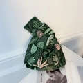Linen knot wrist bag featuring tropical green plant pattern and minimalist Japanese style - Green Leaf Seaweed