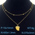 Collier double rang doré orné de perles d'or et d'un pendentif en forme de cœur brillant - Style Double Coeur (KN250369-SY)
