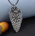 Close-up of a vintage silver Viking arrow pendant with Aegishjalmur symbol on box chain - Viking Arrowhead Style 1 (A0116)