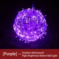 Luci LED a sfera in rattan viola impermeabili per decorazioni natalizie da esterno - Viola