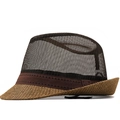 Cappello Fedora in rete marrone con tesa in paglia intrecciata per il sole estivo - M (56-58cm) / caffè