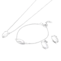 Set gioielli argento con zircone marquise composto da collana bracciale e orecchini - Colore Acciaio (KS200541-KFC)