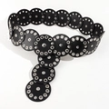Cintura da donna stile punk con dischi neri arrotondati e borchie metalliche argento - 115cm / Argento Nero