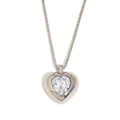 Elegant heart pendant necklace in silver finish with a large sparkling round gemstone - Heart Zircon Pendant Box Chain Necklace-Steel