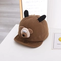 Cappellino da neonato marrone in velluto a coste con orecchie 3D e dettaglio cane - 46-48 cm / Caffè Scuro