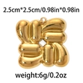 Golden 304 stainless steel puffy cross pendant with size and weight metrics - TP0437 Square Texture / Gold