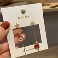 Boucles d'oreilles de Noël avec breloques Père Noël et boîte cadeau dorées - Boucles d'Oreilles Boîte Cadeau de Noël