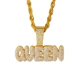 Golden Cuban chain necklace with sparkling iced-out 'QUEEN' letter pendant for women - 5N Twist Chain / Gold