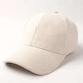 Close-up of the soft faux suede texture and stitched eyelets on a beige baseball cap - Adjustable 54-60CM / White