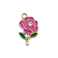 Ciondolo rosa in smalto rosa con placcatura in oro e strass di cristallo lucido - Rosa Rosso