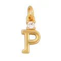 Gold-plated copper letter P pendant featuring a sparkling white zircon stone setting - Single Stone Letter P