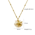 14K gold stainless steel necklace with white shell pendant and golden starfish charm - N8-Mother of Pearl Starfish