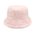 Plush faux rabbit fur bucket hat in soft pink, warm winter headwear for women - M (56-58cm) / Light Pink