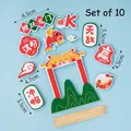 DIY graduation cake toppers with traditional Chinese motifs and inspirational phrases - Carp Leaping Dragon Gate 10 Sets