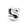 Silver letter S charm bead for personalized DIY bracelets with a polished metallic finish - Letter S