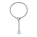 Silver stainless steel Y-shaped necklace with vibrant blue heart-shaped carabiner pendants - Black Chain Blue Heart 8mm 63cm