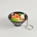 Miniature Japanese seafood ramen noodle bowl keychain with shrimp and green vegetable - Fresh Shrimp Noodles - With Keychain