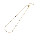 Double-layered stainless steel necklace in gold finish with blue evil eye beaded charms - Multiple Evil Eye Beaded Style (4#)