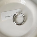 Detail of silver stainless steel circular brooch with an elegant white pearl accent - 1# Silver C-Shape Brooch