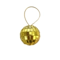 Golden disco ball Christmas ornament with reflective glass tiles and hanging cord - 2cm Gold (with String)