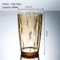 Amber 490ml acrylic highball glass with geometric faceted design for juice and beer - 490ml / Large / Amber