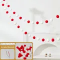 36-piece red and white 3cm pom pom ball garland kit for Christmas DIY decorations - 3cm Pom Poms 36Pcs + String & Needle Set / Red + White