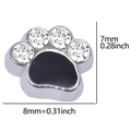 Charm patte de chien en argent avec émail noir et strass pour bracelets DIY - F1139-Patte en Strass Noire