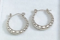 Irregular geometric silver stainless steel hoop earrings with textured finish - Silver Style K7-115
