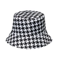 Chapeau bob classique à motif pied-de-poule noir et blanc pour protection solaire femme - 58cm / Pied-de-poule Noir et Blanc (D)