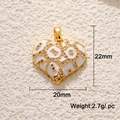 18K gold-plated heart pendant with white enamel leopard print and tiny zircon stones - Gold White Enamel Heart