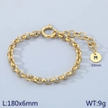 Gold stainless steel chain bracelet with letter M tag and dimension measurements - Gold - Letter M (KB186376-Z)