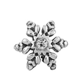 Snowflake charm in antique silver finish with sparkling center stone for DIY jewelry - Vintage Silver Snowflake Style (#54)