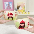 Bols mignons en céramique avec illustrations de dessins animés pour enfants et famille - Bol Ruyi de 4,5 pouces - Fille au chapeau rouge + Garçon en chemise verte (Lot de 2)